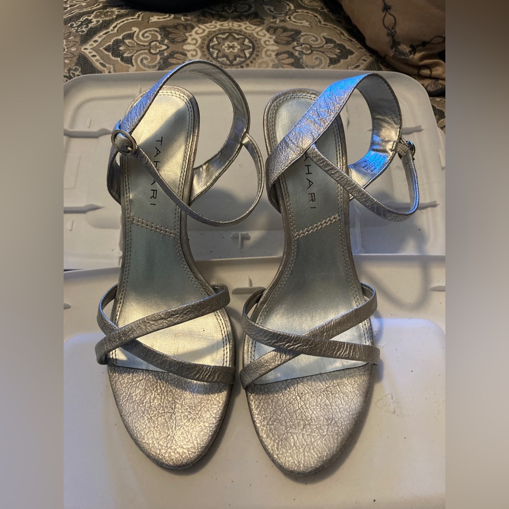 Tahari Silver Sandal Heels